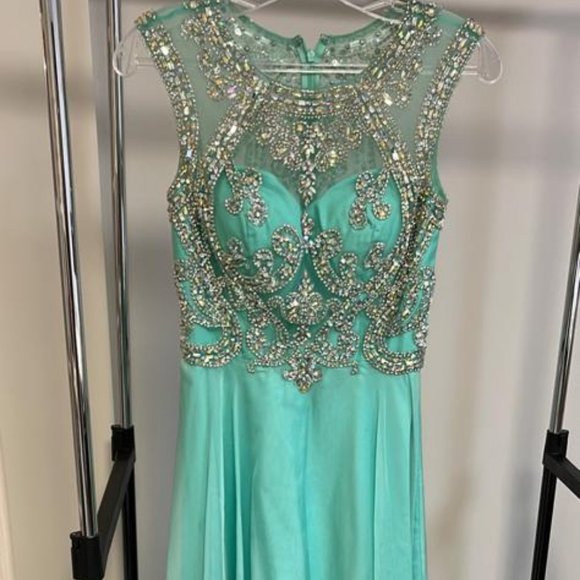 Aqua Blue Dress Size 6 Wedding Guest Dress/Prom Dress - Picture 3 of 6